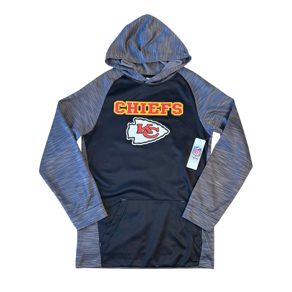 Kansas City Chiefs Sweatshirt Hoodie NFL Football Gray Black Size Youth XXL